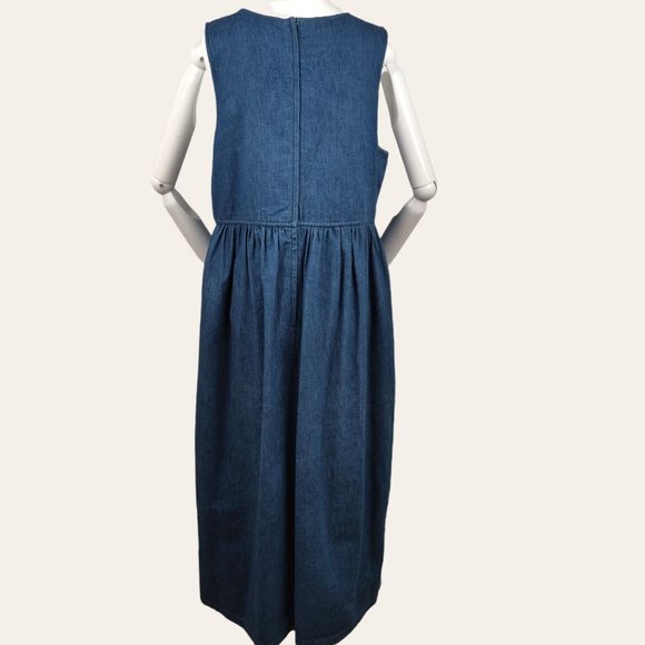 Vintage 1990s Susan Bristol Jumper Dress American Flag Folk Art Cottage Core 8 - Picture 10 of 12